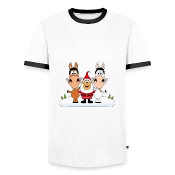 PFERDE - WEIHNACHTEN - TIERE - TIERISCH - REITEN - Männer Kontrast-T-Shirt - Weiß/Schwarz - Vorne - AI Model Female 172 light (172cm) & AI Model Male 178 dark (178cm)