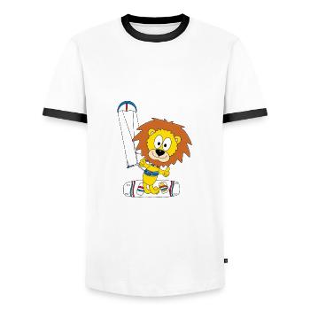 LÖWE - KITER - KITESURFEN - KITE - KITESURFER - Männer Kontrast-T-Shirt - Weiß/Schwarz - Vorne - AI Model Female 172 light (172cm) & AI Model Male 178 dark (178cm)