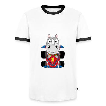 NASHORN - AUTO - MOTORSPORT - TIER - Männer Kontrast-T-Shirt - Weiß/Schwarz - Vorne - AI Model Female 172 light (172cm) & AI Model Male 178 dark (178cm)