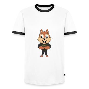 EICHHÖRNCHEN - SECURITY - TIER - TIERISCH - Männer Kontrast-T-Shirt - Weiß/Schwarz - Vorne - AI Model Female 172 light (172cm) & AI Model Male 178 dark (178cm)