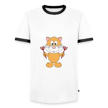 HAMSTER - TEUFEL - TIER - Männer Kontrast-T-Shirt - Weiß/Schwarz - Vorne - AI Model Female 172 light (172cm) & AI Model Male 178 dark (178cm)