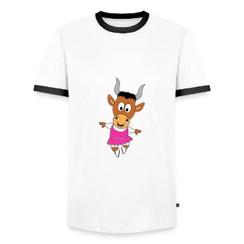 TANZEN - TÄNZERIN - BALLETT - BALLERINA - STIER - Männer Kontrast-T-Shirt - Weiß/Schwarz - Vorne - AI Model Female 172 light (172cm) & AI Model Male 178 dark (178cm)