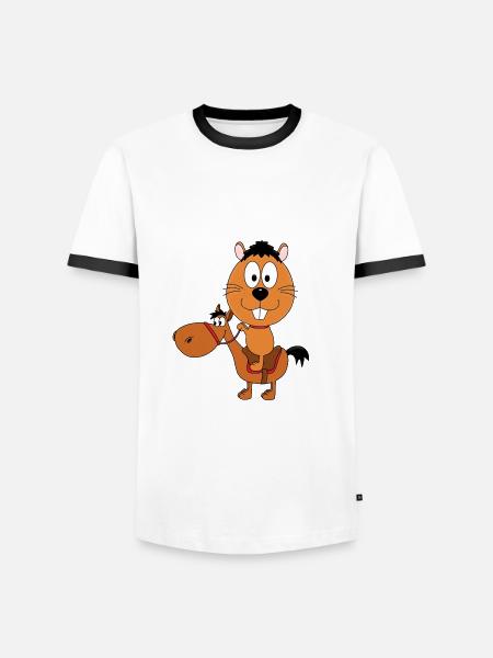 REITEN - PFERD - PONY - BIBER - OTTER - Männer Kontrast-T-Shirt - Weiß/Schwarz