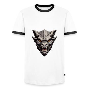 Portrait d'une belle gargouille - T-shirt contrasté Homme - blanc/noir - Devant - AI Model Female 172 light (172cm) & AI Model Male 178 dark (178cm)