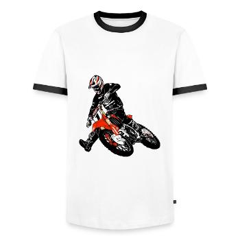 Motocross - Moto Cross - Supercross - MX - Men's Ringer Shirt - white/black - Front - AI Model Female 172 light (172cm) & AI Model Male 178 dark (178cm)