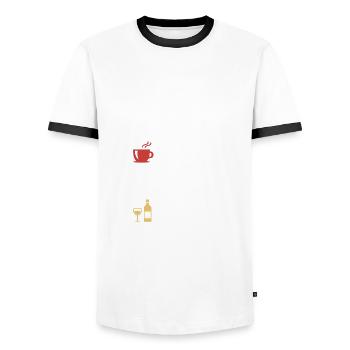 Mein Plan Wandern Bergsteigen | Hiking Wein Spruch - Männer Kontrast-T-Shirt - Weiß/Schwarz - Vorne - AI Model Female 172 light (172cm) & AI Model Male 178 dark (178cm)