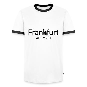Frankfurt Main Ortsschild Skyline mit Paulskirche - Männer Kontrast-T-Shirt - Weiß/Schwarz - Vorne - AI Model Female 172 light (172cm) & AI Model Male 178 dark (178cm)