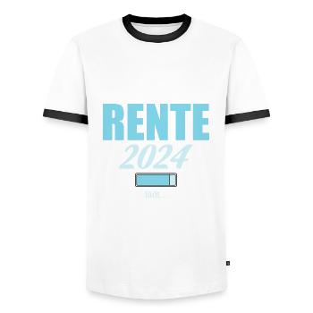 Rentner 2024 Ruhestand 2024 Der Countdown läuft - Männer Kontrast-T-Shirt - Weiß/Schwarz - Vorne - AI Model Female 172 light (172cm) & AI Model Male 178 dark (178cm)