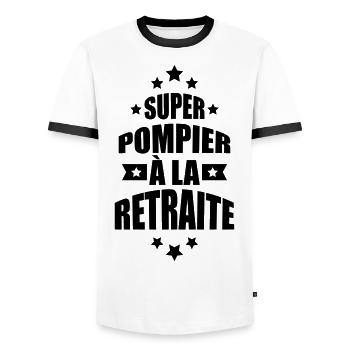 super pompier à la retraite - T-shirt contrasté Homme - blanc/noir - Devant - AI Model Female 172 light (172cm) & AI Model Male 178 dark (178cm)