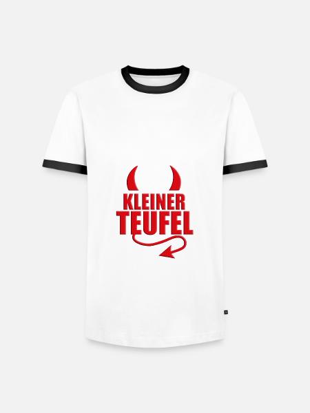 KLEINER TEUFEL - HALLOWEEN - TEUFELSHÖRNER - Männer Kontrast-T-Shirt - Weiß/Schwarz