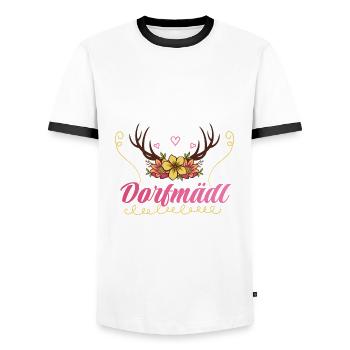 Dorfmädel Dorfmädchen Dorf Dorfmädl Damen - Männer Kontrast-T-Shirt - Weiß/Schwarz - Vorne - AI Model Female 172 light (172cm) & AI Model Male 178 dark (178cm)