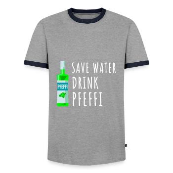 Pfefferminz Likör Pfeffi Vatertag Sauf - Männer Kontrast-T-Shirt - Grau/Navy  - Vorne - AI Model Female 172 light (172cm) & AI Model Male 178 light (178cm)