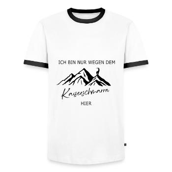 Je ne suis là que pour le Kaiserschmarrn - T-shirt contrasté Homme - blanc/noir - Devant - AI Model Female 172 light (172cm) & AI Model Male 178 dark (178cm)