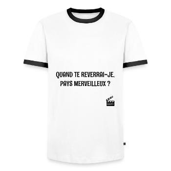 Quand te reverrai-je ? Les bronzés font du ski ! - T-shirt contrasté Homme - blanc/noir - Devant - AI Model Female 172 light (172cm) & AI Model Male 178 dark (178cm)