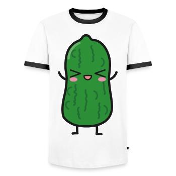 Saure Gurke Lustig Kawaii - Männer Kontrast-T-Shirt - Weiß/Schwarz - Vorne - AI Model Female 172 light (172cm) & AI Model Male 178 dark (178cm)