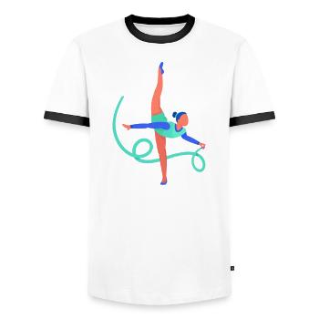 Ballett - Männer Kontrast-T-Shirt - Weiß/Schwarz - Vorne - AI Model Female 172 light (172cm) & AI Model Male 178 dark (178cm)