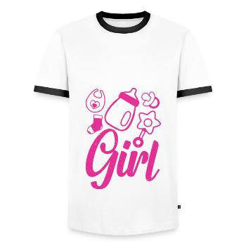 Team Girl Baby Sex Reveal - T-shirt contrasté Homme - blanc/noir - Devant - AI Model Female 172 light (172cm) & AI Model Male 178 dark (178cm)