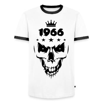 1966 Totenkopf - Männer Kontrast-T-Shirt - Weiß/Schwarz - Vorne - AI Model Female 172 light (172cm) & AI Model Male 178 dark (178cm)