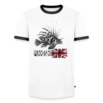Punk is not dead - Men's Ringer Shirt - white/black - Front - AI Model Female 172 light (172cm) & AI Model Male 178 dark (178cm)