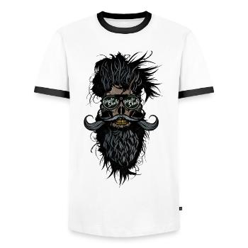 tete de mort hipster skulls barbu moustache lunett - T-shirt contrasté Homme - blanc/noir - Devant - AI Model Female 172 light (172cm) & AI Model Male 178 dark (178cm)