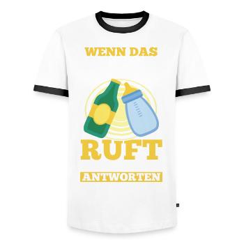 Dad Beer Father Father's Day - Men's Ringer Shirt - white/black - Front - AI Model Female 172 light (172cm) & AI Model Male 178 dark (178cm)