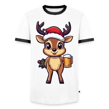 Bière de cerf Noël Noël - T-shirt contrasté Homme - blanc/noir - Devant - AI Model Female 172 light (172cm) & AI Model Male 178 dark (178cm)