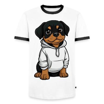 Rottweiler chien drôle - T-shirt contrasté Homme - blanc/noir - Devant - AI Model Female 172 light (172cm) & AI Model Male 178 dark (178cm)