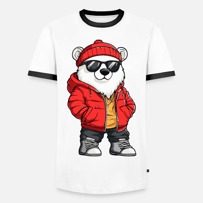 Polar Bear Cool Comic - Men's Ringer Shirt - white/black