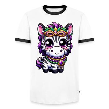 Mardi Gras Unicorn Cute Comic Kawaii - Men's Ringer Shirt - white/black - Front - AI Model Female 172 light (172cm) & AI Model Male 178 dark (178cm)