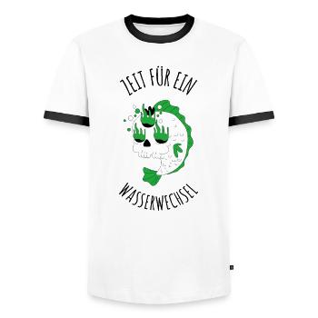 Aquarium Spruch Fische Wasser wechsel - Männer Kontrast-T-Shirt - Weiß/Schwarz - Vorne - AI Model Female 172 light (172cm) & AI Model Male 178 dark (178cm)