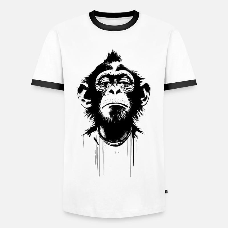 Eingebildeter Affe im Banksy Style - Männer Kontrast-T-Shirt - Weiß/Schwarz