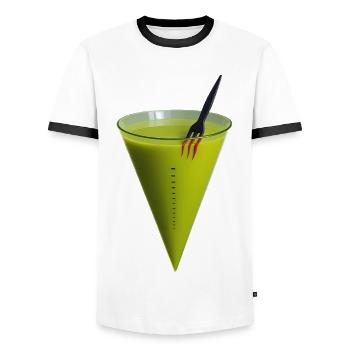 DROGENBEKÄMPFUNG – BELGIEN - Männer Kontrast-T-Shirt - Weiß/Schwarz - Vorne - AI Model Female 172 light (172cm) & AI Model Male 178 dark (178cm)