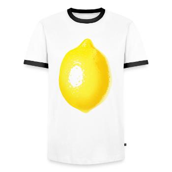 Lemon - Men's Ringer Shirt - white/black - Front - AI Model Female 172 light (172cm) & AI Model Male 178 dark (178cm)