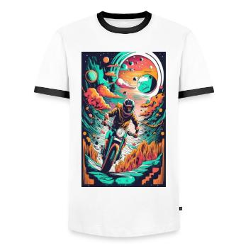 motorrad fantasy - Männer Kontrast-T-Shirt - Weiß/Schwarz - Vorne - AI Model Female 172 light (172cm) & AI Model Male 178 dark (178cm)