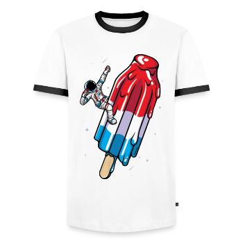 Astronaut Popsicle Ice Cream - Summer American - Men's Ringer Shirt - white/black - Front - AI Model Female 172 light (172cm) & AI Model Male 178 dark (178cm)