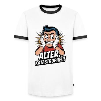 Alter, Katastrophe Facepalm - Männer Kontrast-T-Shirt - Weiß/Schwarz - Vorne - AI Model Female 172 light (172cm) & AI Model Male 178 dark (178cm)