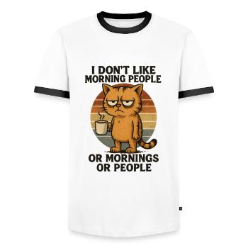 I Hate Morning People And Mornings And People - Men's Ringer Shirt - white/black - Front - AI Model Female 172 light (172cm) & AI Model Male 178 dark (178cm)
