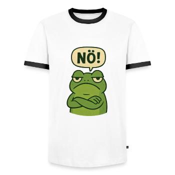 Statement Nope Frog Just No - Men's Ringer Shirt - white/black - Front - AI Model Female 172 light (172cm) & AI Model Male 178 dark (178cm)