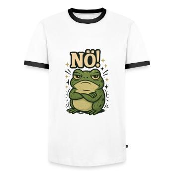Statement Frog Nope Fun Design No - Men's Ringer Shirt - white/black - Front - AI Model Female 172 light (172cm) & AI Model Male 178 dark (178cm)