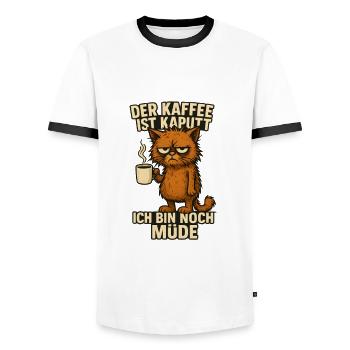 I'm Tired Coffee Saying - Men's Ringer Shirt - white/black - Front - AI Model Female 172 light (172cm) & AI Model Male 178 dark (178cm)