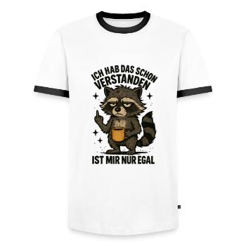 Hab Das Schon Verstanden Ist Mir Nur Egal - Männer Kontrast-T-Shirt - Weiß/Schwarz - Vorne - AI Model Female 172 light (172cm) & AI Model Male 178 dark (178cm)