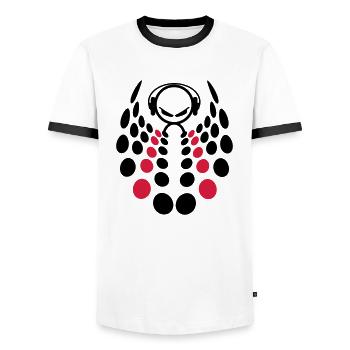 dj - Männer Kontrast-T-Shirt - Weiß/Schwarz - Vorne - AI Model Female 172 light (172cm) & AI Model Male 178 dark (178cm)