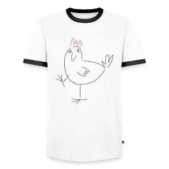 Huhn auf einem Bein - Männer Kontrast-T-Shirt - Weiß/Schwarz - Vorne - AI Model Female 172 light (172cm) & AI Model Male 178 dark (178cm)