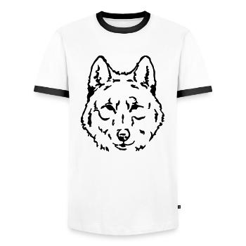 wolf face - Männer Kontrast-T-Shirt - Weiß/Schwarz - Vorne - AI Model Female 172 light (172cm) & AI Model Male 178 dark (178cm)
