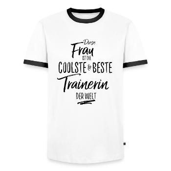 trainerin - die Beste (s) - Männer Kontrast-T-Shirt - Weiß/Schwarz - Vorne - AI Model Female 172 light (172cm) & AI Model Male 178 dark (178cm)