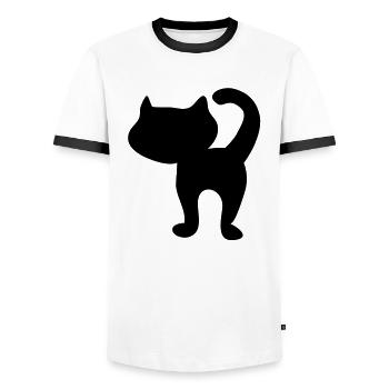 kitten_silhouette - Men's Ringer Shirt - white/black - Front - AI Model Female 172 light (172cm) & AI Model Male 178 dark (178cm)