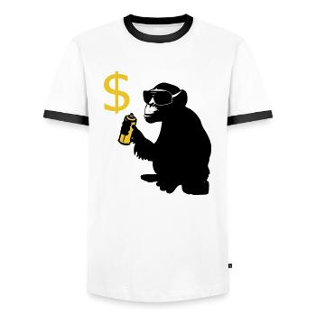 singe pulvérisé signes de dollar - T-shirt contrasté Homme - blanc/noir - Devant - AI Model Female 172 light (172cm) & AI Model Male 178 dark (178cm)