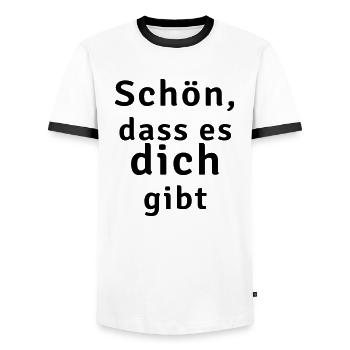 schön dass es dich gibt - Männer Kontrast-T-Shirt - Weiß/Schwarz - Vorne - AI Model Female 172 light (172cm) & AI Model Male 178 dark (178cm)