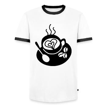 Coffee Cup Love - Men's Ringer Shirt - white/black - Front - AI Model Female 172 light (172cm) & AI Model Male 178 dark (178cm)