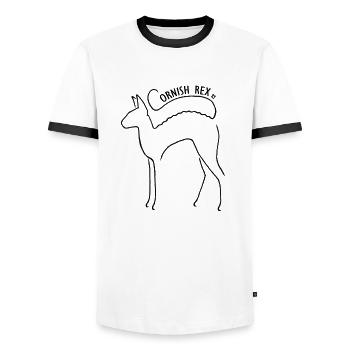 Cornish rex ry logo black - Men's Ringer Shirt - white/black - Front - AI Model Female 172 light (172cm) & AI Model Male 178 dark (178cm)